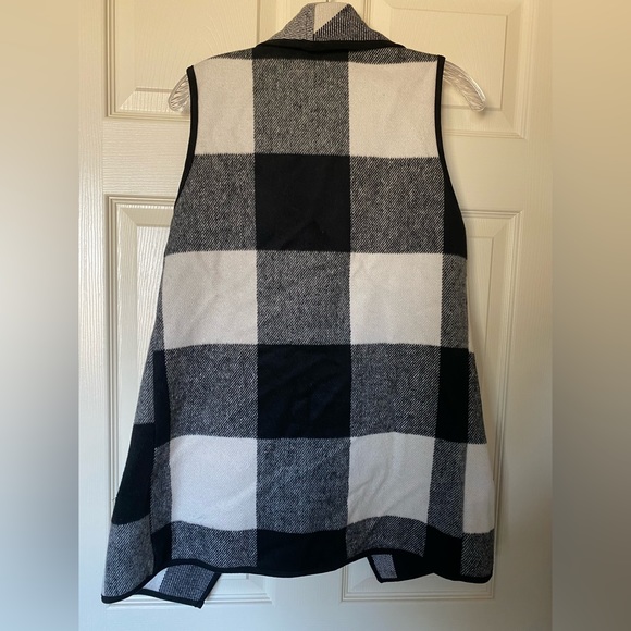 White/Black Buffalo Plaid Wool Vest - Picture 2 of 4
